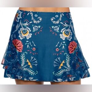Lucky in Love Long Whip Stitch Skirt Skort Women Slate Multicolored SizeXS (0-2)